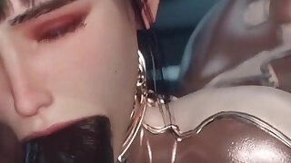 Madruga3d Intense Hardcore Sex: Busty White Woman with Tight Ass Passionately Fucked by Massive Black Cock, Deep Throat