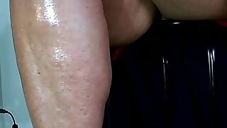 Up the Skirt Clear Heels and Beautiful Red Toenails.