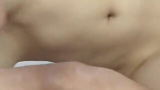 Japanese brunette teen with small tits seducing two older men to have double penetration and anal in a threesome