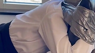 Pink Foxx Duct Taped to Office Chair