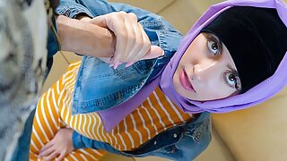 Hijab Hookup - Conservative Middle Eastern Babe Angeline Red Shows Her Wild Side to Her Perv Stepdad
