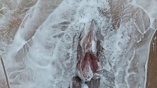 Shaving Hairy Pussy Close up with Trimmer and Razor!