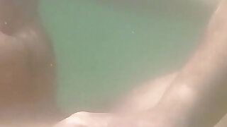 We Got Caught! My Teacher Handjobs My Cock Underwater on Nude Beach Public Sex